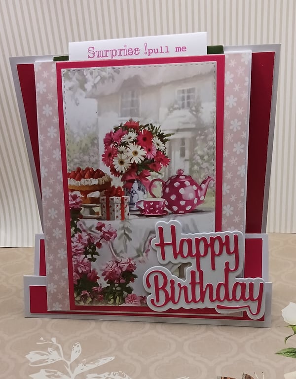 Birthday Card with flower gift fro Mum, Auntie or Sister