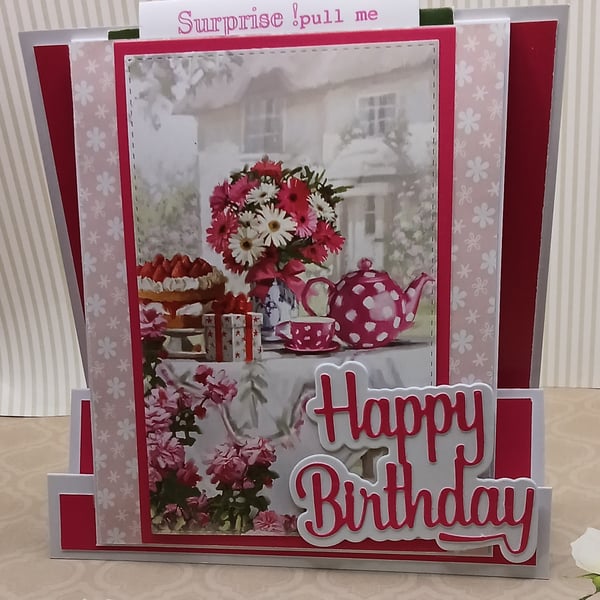 Birthday Card with flower gift fro Mum, Auntie or Sister