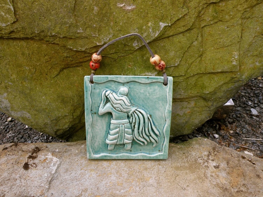 wall decor Zodiac AQUARIUS birthday zodiac sign handmade in cornwall domspottery