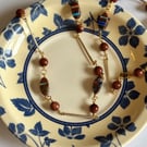 Millefiori and goldstone vintage style necklace