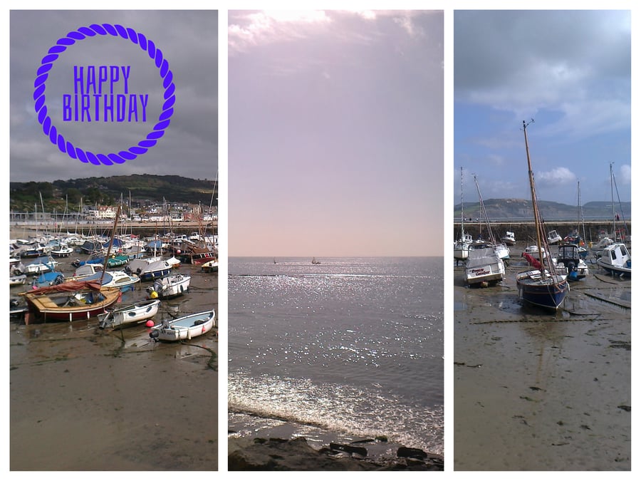 Lyme Regis Happy Birthday Card A5