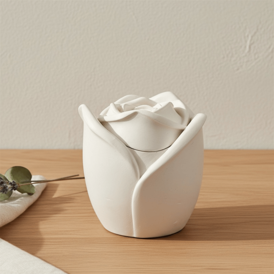 Small White Rose Jewellery Box or Trinket Pot