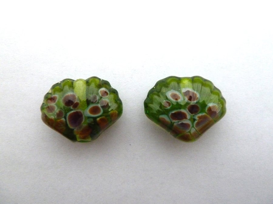 green sea shell beads
