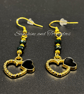 Handmade Black & Gold Double Heart Earrings – Czech Crystal. Hypoallergenic. - Image 3