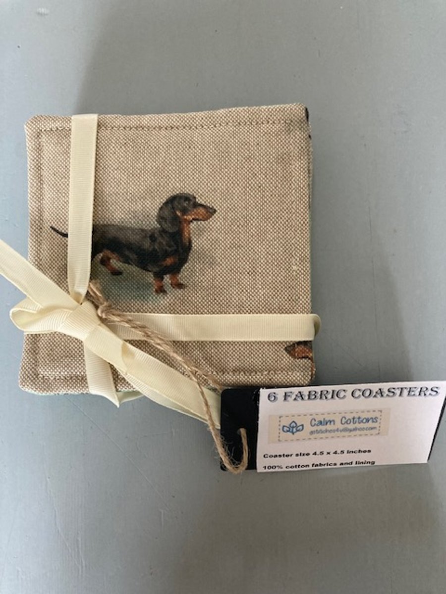 6 mug coasters - fabric coasters - quilted coasters