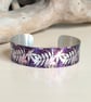 Fern cuff bracelet, purple leaf metal bangle. (369)