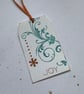 CHRISTMAS GIFT TAGS  ( set of 3) Snowflake. Flourish . Copper ,teal . Joy. - Image 2