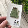 Frida's Cat - Grey Cat - hand made Pin, Badge, Brooch