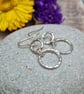 Sterling Silver Hammered 2 Circle Drop Earrings - JBJ1022 - Image 5