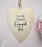 Our First Christmas Engaged 2026 Wooden Heart Engagement Christmas Ornament - Image 2