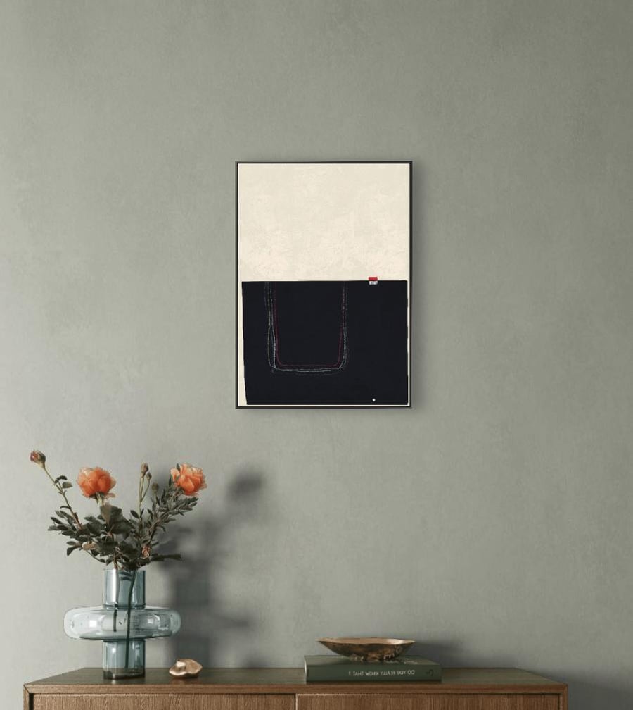 Digital Hand Drawn Abstract Art Print Neutral Scandinavian Design, UNFRAMED