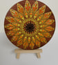Hand painted sunflower mandala coaster - Image 1