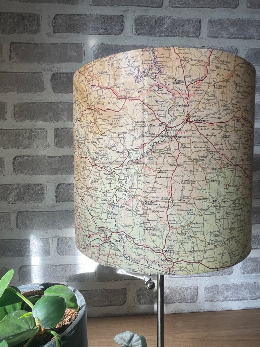 Handmade Personalised Map Lampshade, of your choice of location, bespoke design