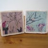 pair of natural stone decorated coasters