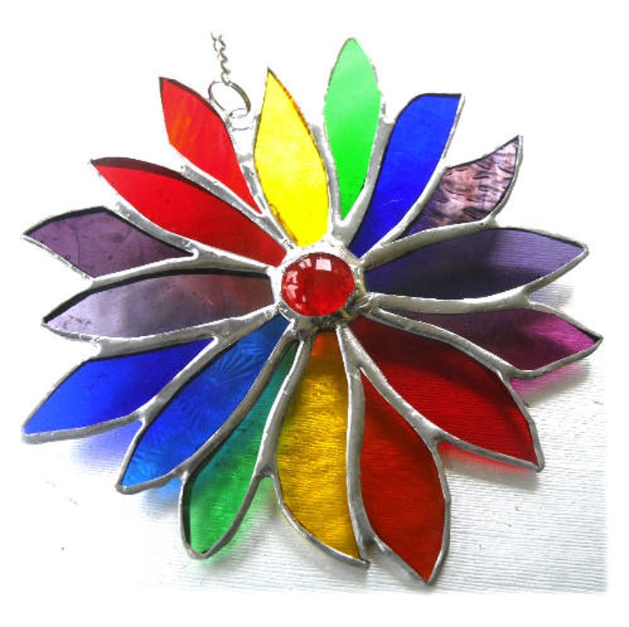 Rainbow Flower Stained Glass Suncatcher 062