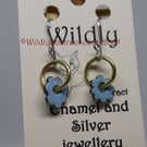 Blue flower enamel earrings