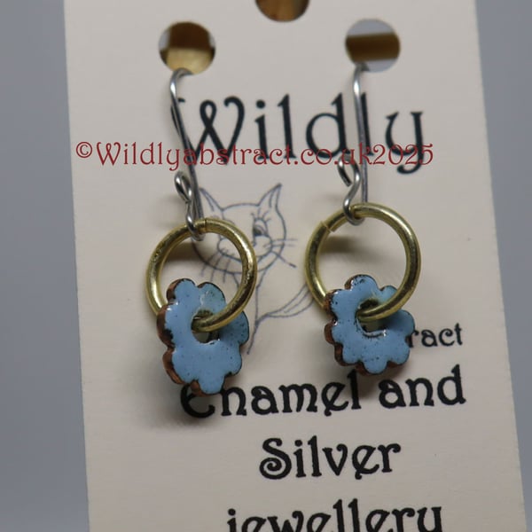 Blue flower enamel earrings