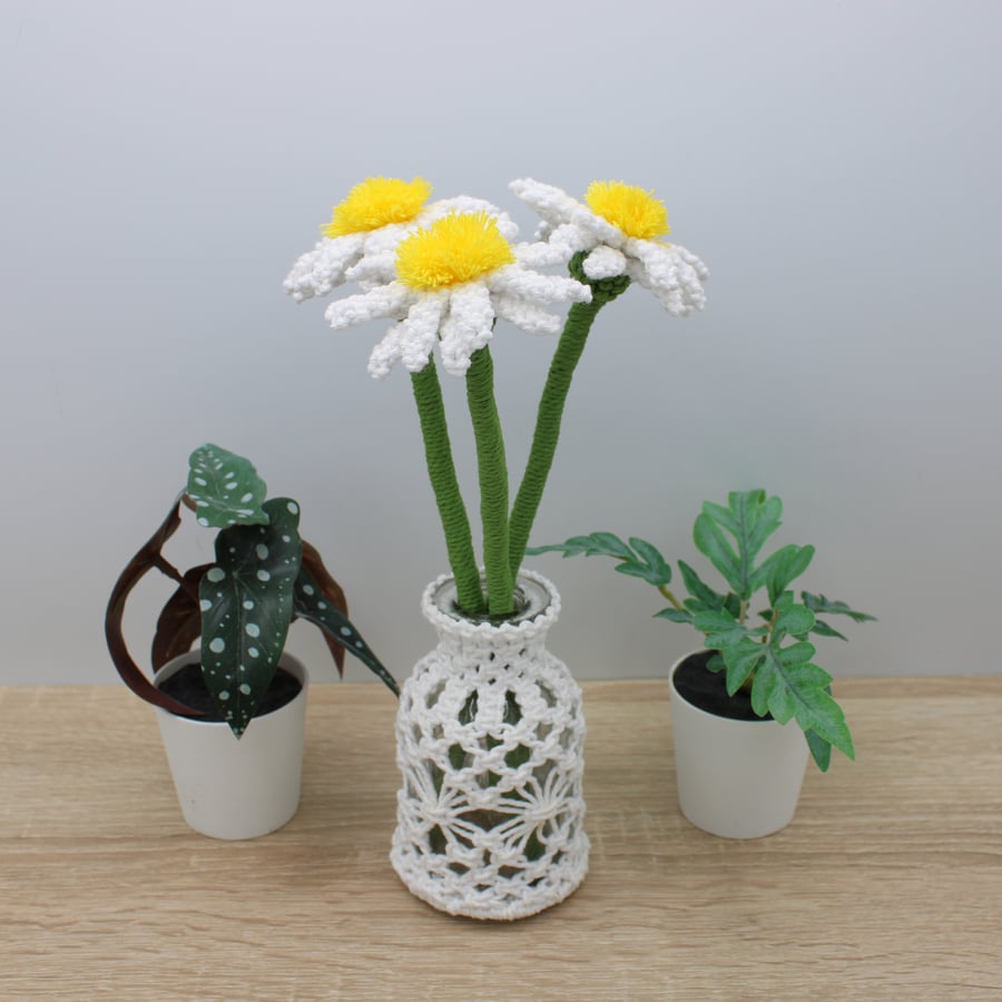 single stem macrame daisy forever flowers
