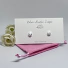 White and Silver Foil Mini Teardrop Stud Earrings