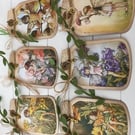 Set 6 Vintage fairy in a jar shaped journal cards tags toppers 