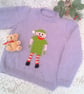 Santa's Elf with Dangly Legs Knitted  Design Jumper for Children, Custom Make