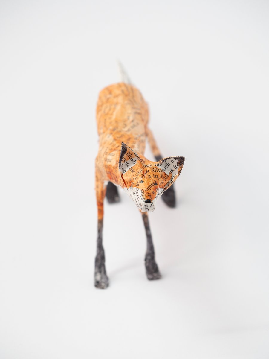 Harris Standing Fox Papaer Mache Sculpture