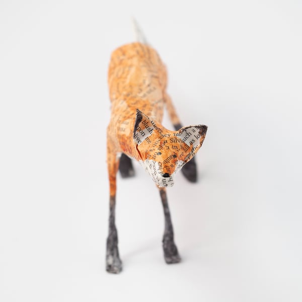 Harris Standing Fox Papaer Mache Sculpture