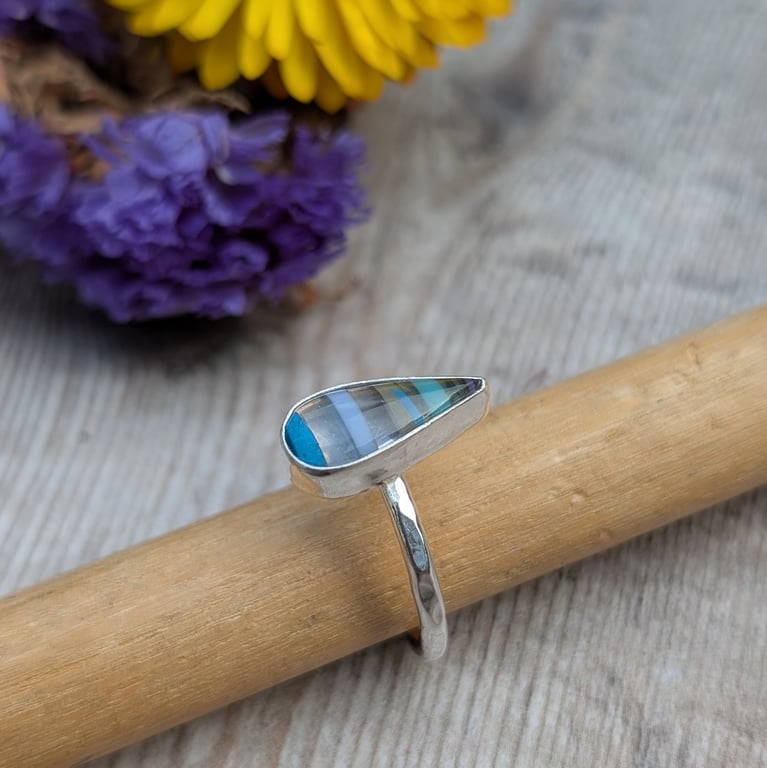 Sterling Silver Teardrop Surfite Ring – UK Size S and a Half - JBJ9021