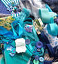 Slow stitching kit - blue theme. Fabric remnants, fabric bundle - Image 1