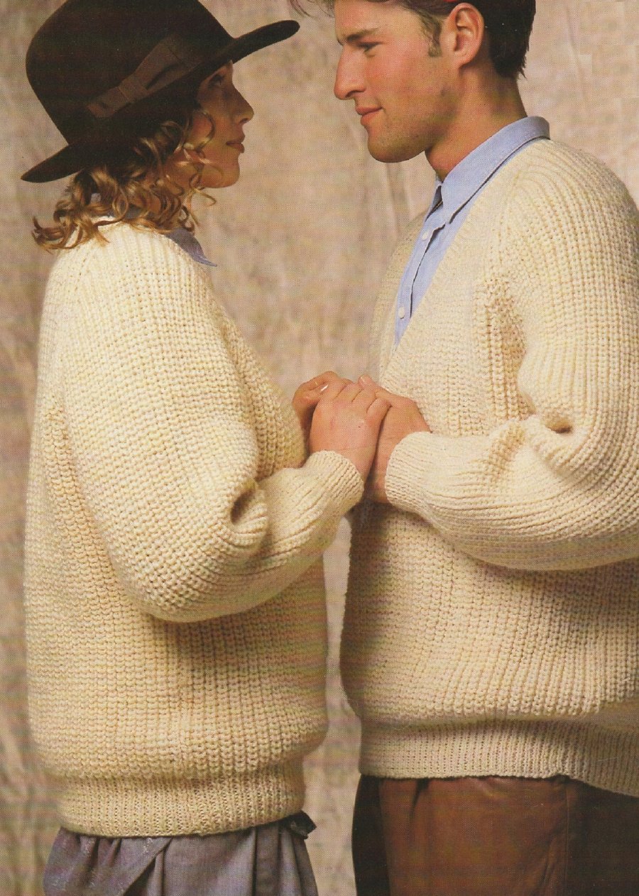 VINTAGE KNITTING PATTERN Family Fishermans Rib Sweaters