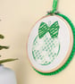 Christmas Decoration Ornament: Embroidered Hoop 14cm (5.5") Green Bauble - Image 3