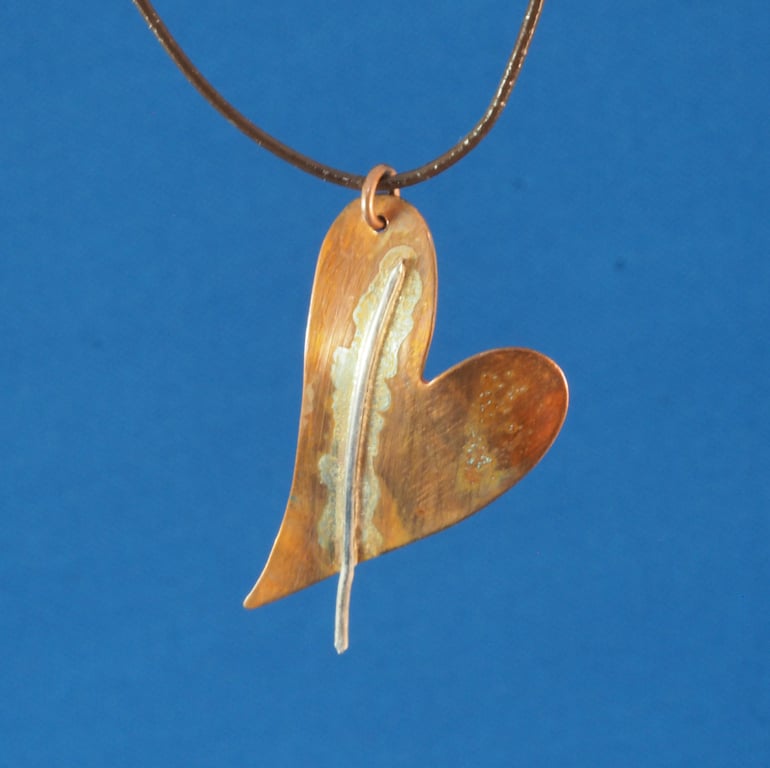 Heart Shot Copper and Silver Pendant