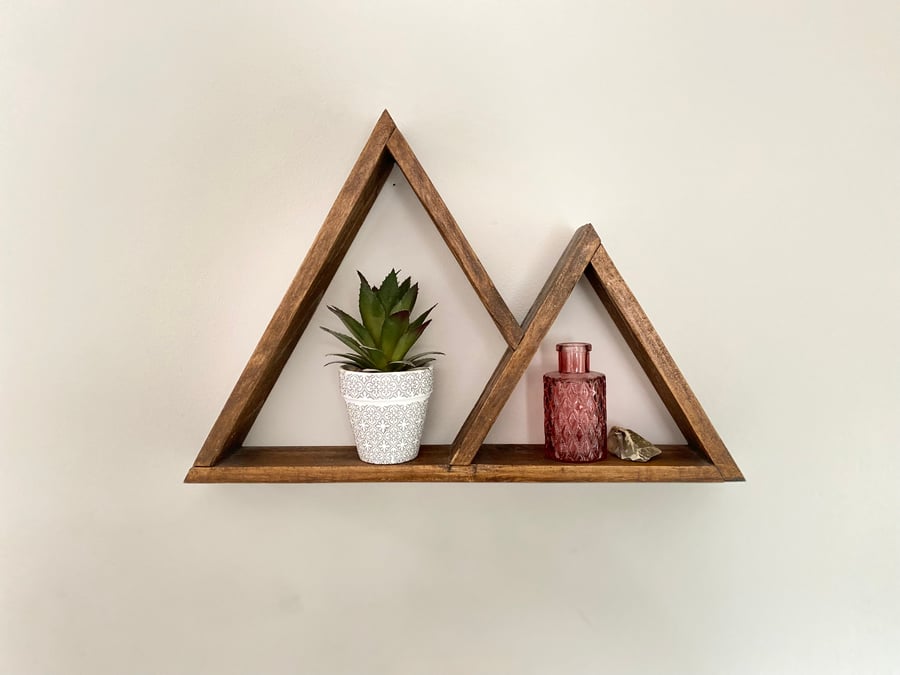 Rustic Mountain Geometric Floating Shelf made from Raclaimed Wood