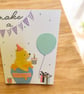 Handmade Birthday Card – Bear in Hunny Pot with Cupcake & Presents