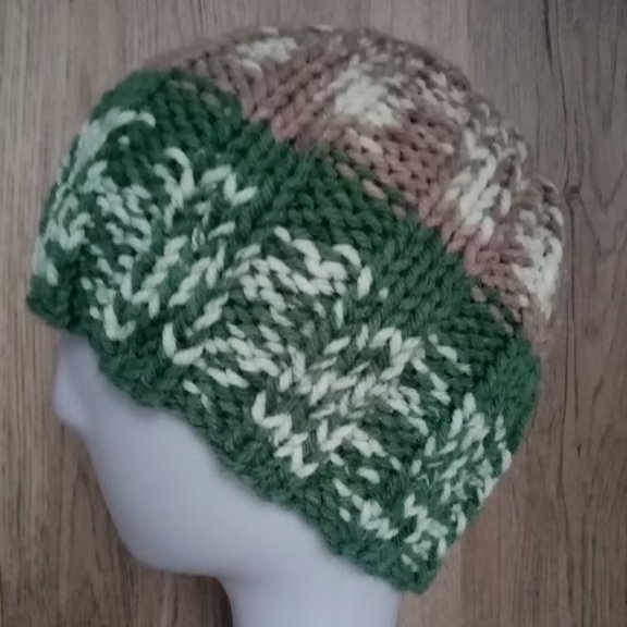 Hand-Knitted Fair Isle Beanie, Nordic Style Merino Wool Blend Hat, Handmade UK