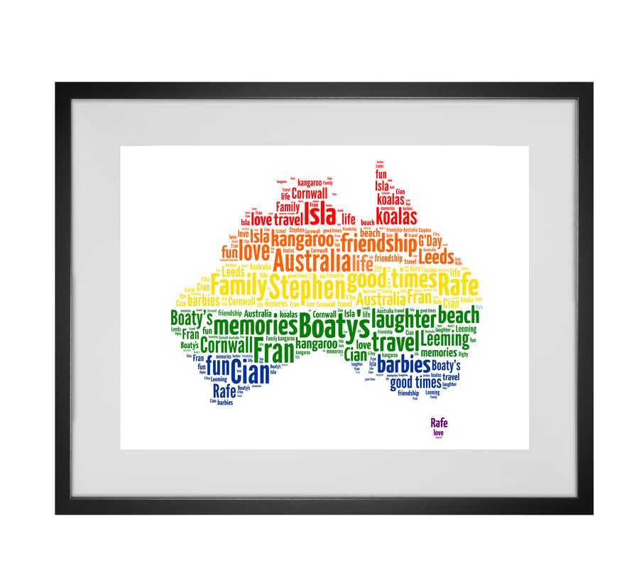 Personalised Pride Rainbow Australia Map Gay Lesbian LGBT Same Sex Word Art 
