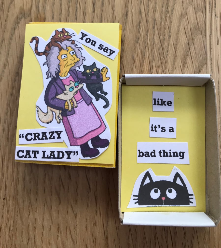 Crazy Cat Lady! Message In a Matchbox