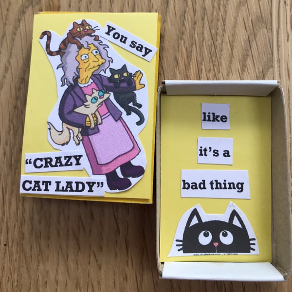 Crazy Cat Lady! Message In a Matchbox