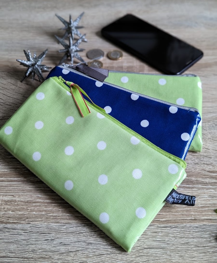 Wallet or purse. Handmade Oilcloth Spotted Clutch Wallet