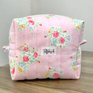 Handmade quilted boxy toiletry, makeup pouch