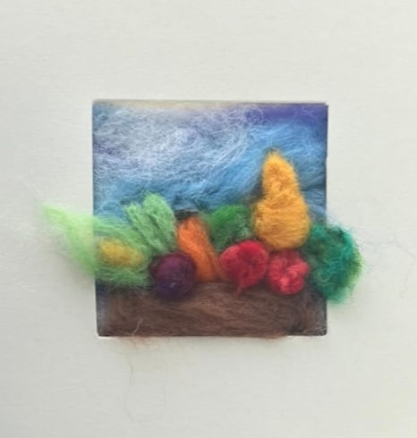 Box of Veg Wool Painting Occassion card 