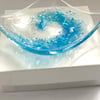 Wave design fused glass trinket dish 