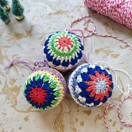  Sale Crochet Christmas Tree Decorations  Set of 3 Baubles 