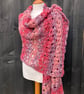 Frothy Waves Red Berries Chevron Lace Rectangular Handmade Shawl Wrap Scarf - Image 1
