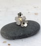 Sterling silver and brass flowers lapel pin – handmade floral brooch  - Image 1