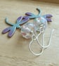 Enamel dragonfly earrings, Lilac and aqua, Insect jewellery - Image 4
