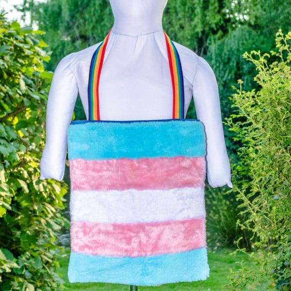Handmade faux fur colourful large, strong, Pride bags LGBTQIA 