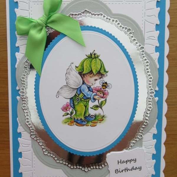 Fairy With The Flowers & Bees - A5 Birthday Card