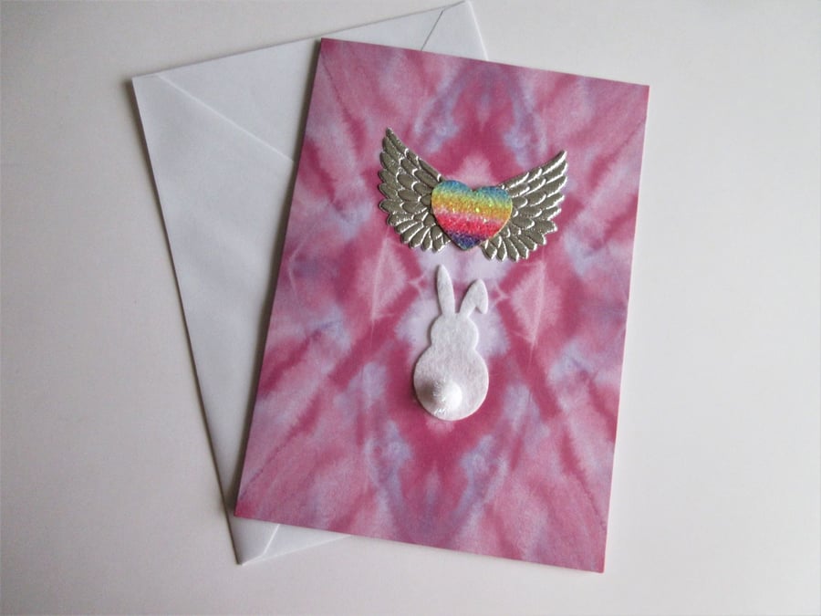 Rabbit Pet Loss Sympathy Condolences Greetings Card Bunny Rainbow Bridge