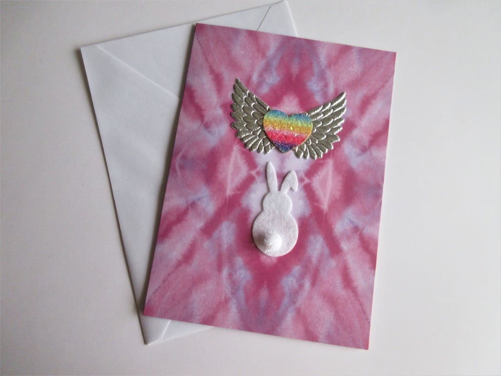 Rabbit Pet Loss Sympathy Condolences Greetings Card Bunny Rainbow Bridge